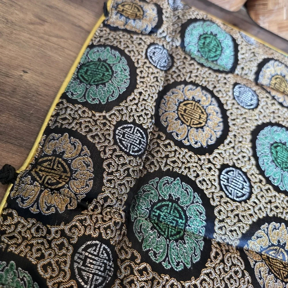 Fabric Valet Tray Set Black Gold Green Catch All Home Decor Metallic